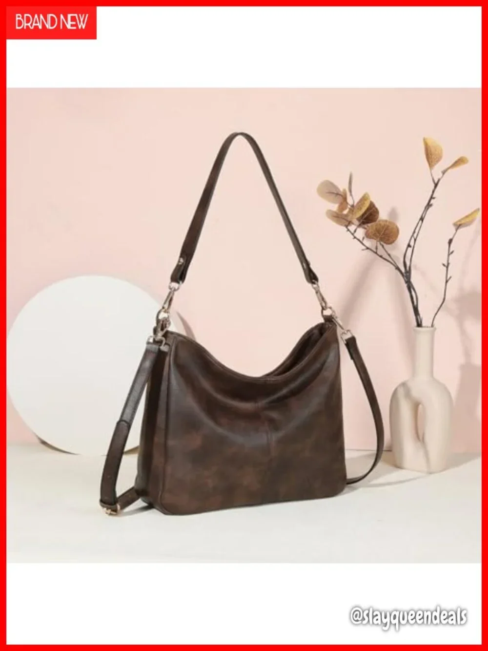 Soft Vegan Leather Hobo Shoulder Crossbody Bag